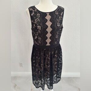 London Times Black Lace Midi Dress